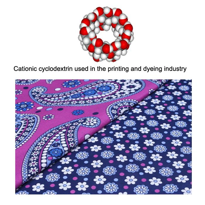 Cationic cyclodextrin used in the printing and dyeing industry